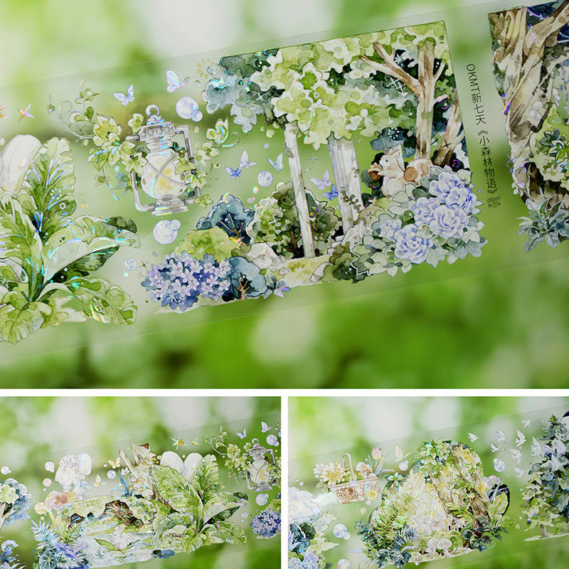7cm*120cm Little Forest Story Shell Light PET Tape featuring forest, and light designs for journaling, scrapbooking and collage