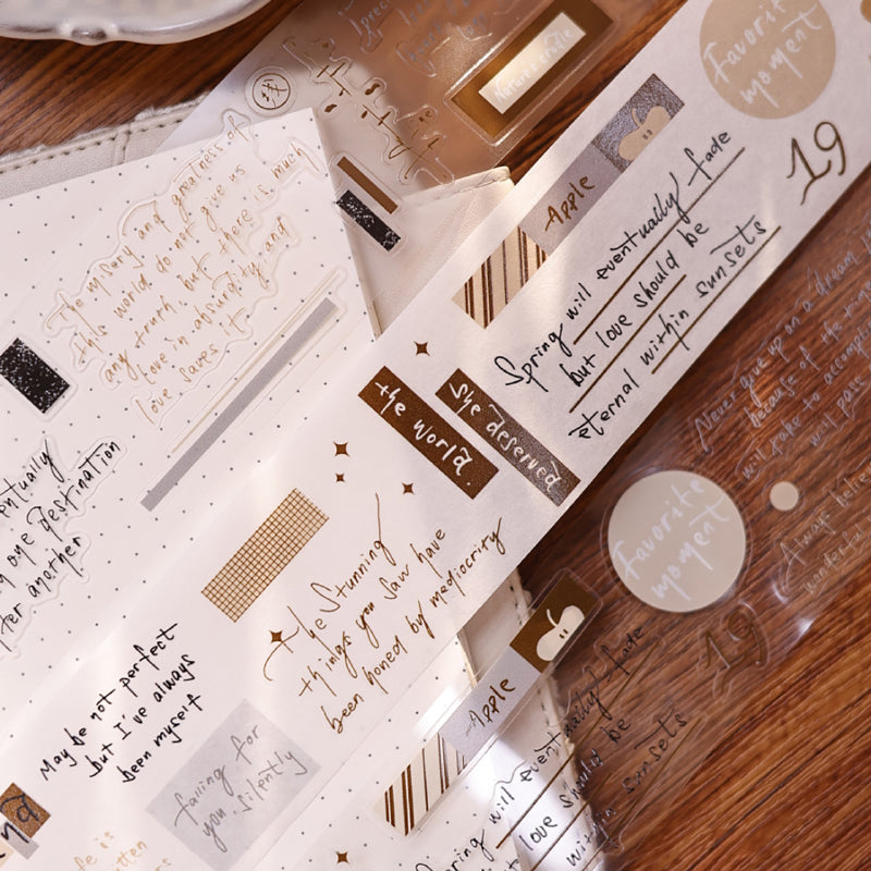 4.5cm*100cm Random Thoughts Notebook Die Cutting Washi/PET/Fog PET Tape featuring book designs for journaling, scrapbooking and collage