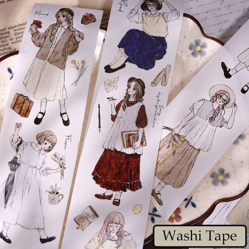 Whole Roll 5cm*5m Poetic Girl Die Cutting Washi/PET/Fog PET Tape