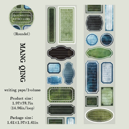 Handwritten retro label Series Die Cutting Writing Paper Tape