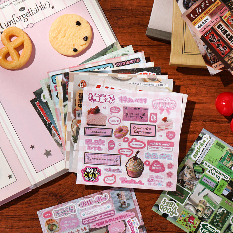 Memory Fragment Series Sticker Book featuring book designs for journaling, scrapbooking and collage