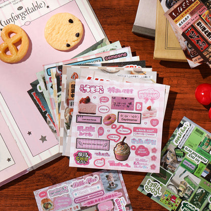 Memory Fragment Series Sticker Book featuring book designs for journaling, scrapbooking and collage