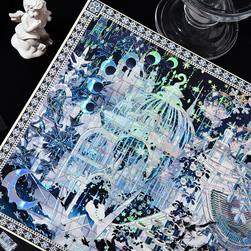 Silver Axis Suite Series 3D Sticker featuring silver designs for journaling, scrapbooking and collage