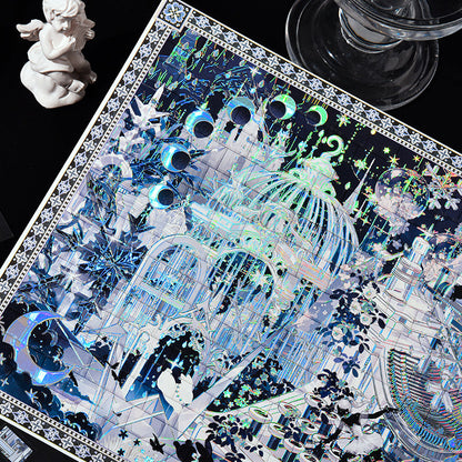 Silver Axis Suite Series 3D Sticker featuring silver designs for journaling, scrapbooking and collage