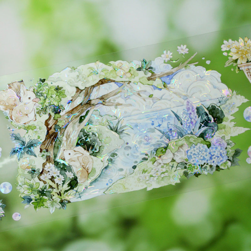 7cm*120cm Little Forest Story Shell Light PET Tape featuring forest, and light designs for journaling, scrapbooking and collage
