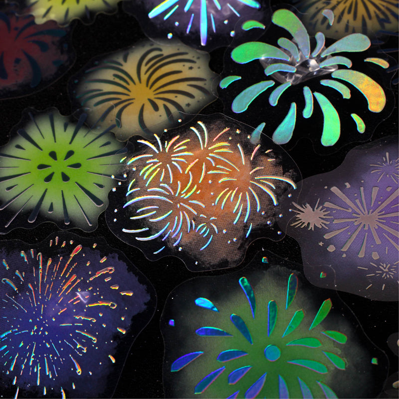 Starlit Night Fireworks Series Sticker featuring star designs for journaling, scrapbooking and collage