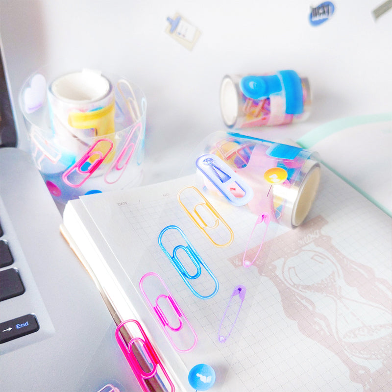 Dopamine clip Die Cutting PET Tape for journaling, scrapbooking and collage
