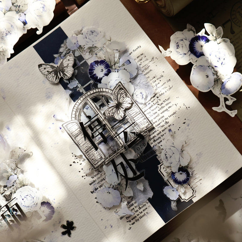 Blue Window flowers Die-Cutting Washi Tape - Sample 120cm
