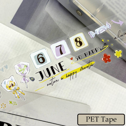 Washi/PET/Fog Ruban adhésif découpé à l’emporte-pièce « Sweet Words » 4,5 cm × 250 cm