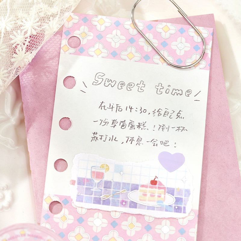 Flower Tile Diary Series Silver Stamping Washi Tape featuring silver, and flower designs for journaling, scrapbooking and collage