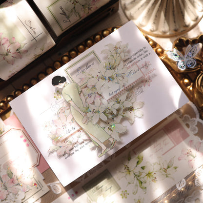 Whole Roll 6cm*6m Light Color Lily Die Cutting Washi/PET/Shell Light PET Tape