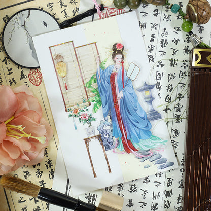 Ancient court Die Cutting Washi/Shell Gold PET Tape featuring old, and gold designs for journaling, scrapbooking and collage