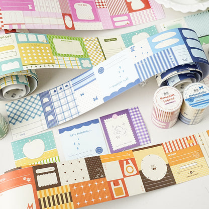 Colorful Diary Series White Kraft Paper Tape featuring white, and color designs for journaling, scrapbooking and collage