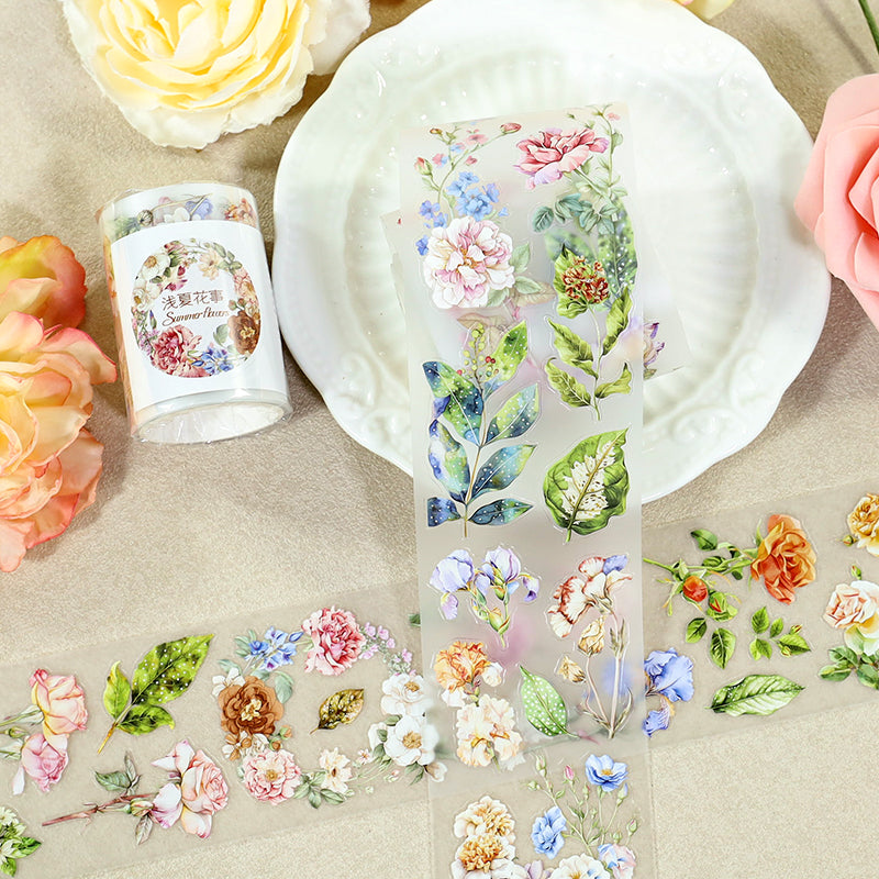 Summer Flower Events Die Cutting Fog PET Tape featuring summer, and flower designs for journaling, scrapbooking and collage