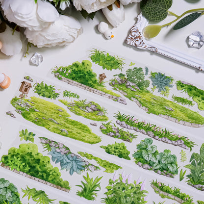 Whole Roll 5cm*5m Summer Greenery PET Tape featuring summer, and green designs for journaling, scrapbooking and collage