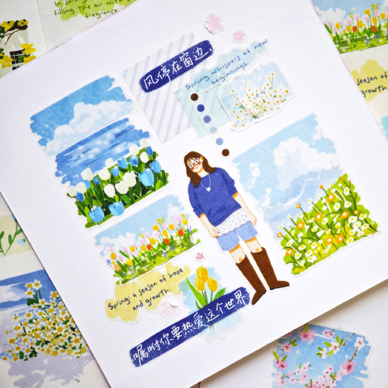 4cm*100cm Grasses grow Die Cutting Washi/PET Tape for journaling, scrapbooking and collage