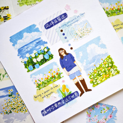 4cm*100cm Grasses grow Die Cutting Washi/PET Tape for journaling, scrapbooking and collage