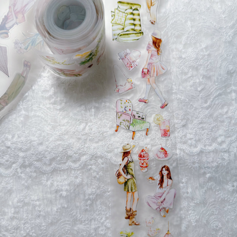6cm*100cm Green Peach Die Cutting Washi/PET/Fog PET Tape