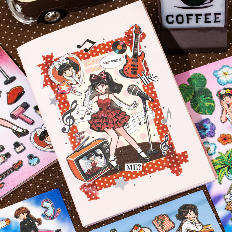 Showa Holiday Series Sticker Book featuring book designs for journaling, scrapbooking and collage