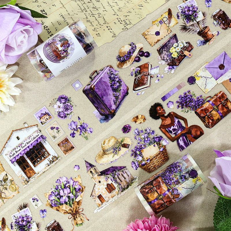 Purple Brown Holiday PET Tape featuring brown designs for journaling, scrapbooking and collage