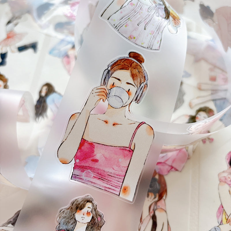 Whole Roll 6cm*10m Little Pink Die Cutting Washi/PET/Fog PET Tape