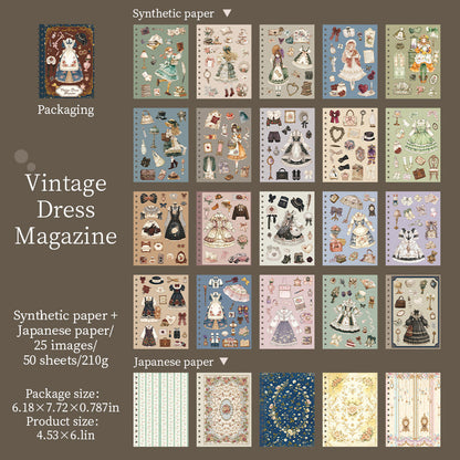 Retro Fashion Magazine Series Sticker Book featuring retro, and book designs for journaling, scrapbooking and collage