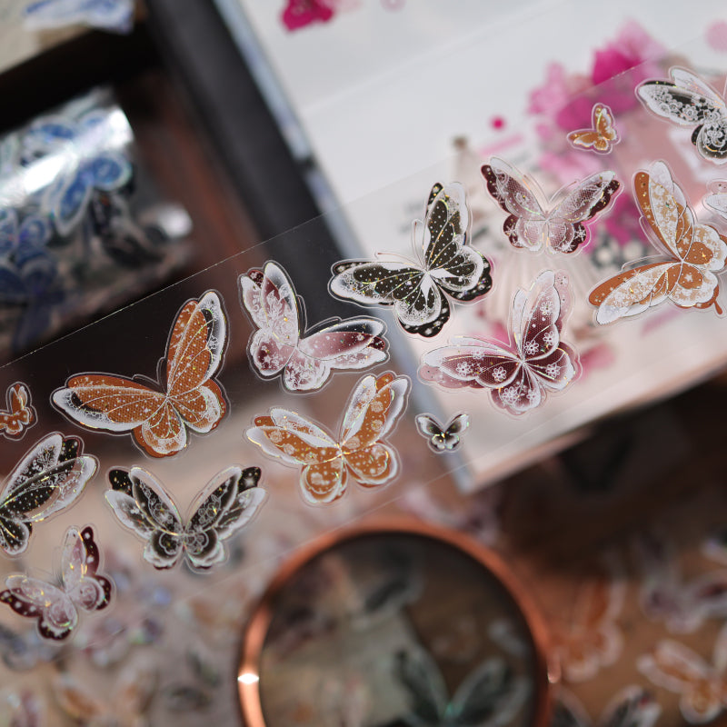 6cm*100cm Lace Butterfly Mist Die Cutting Shell Silver/Gold/Light PET Tape