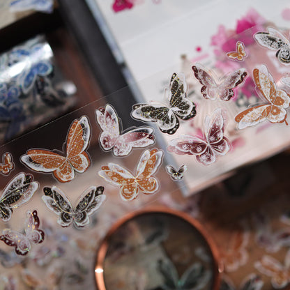 6cm*100cm Lace Butterfly Mist Die Cutting Shell Silver/Gold/Light PET Tape
