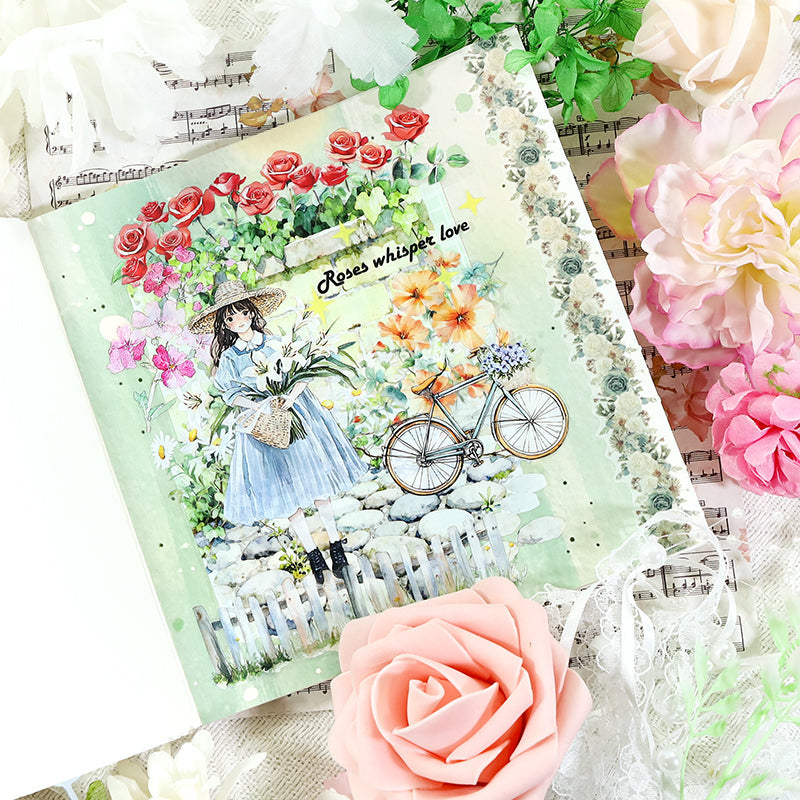 Box garden handmade Die Cutting Washi/Fog PET Tape Set featuring garden designs for journaling, scrapbooking and collage
