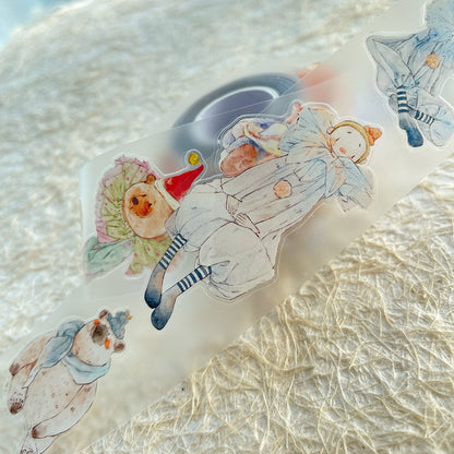 4cm*333cm Cute doll Die Cutting Washi/PET/Fog PET Tape for journaling, scrapbooking and collage