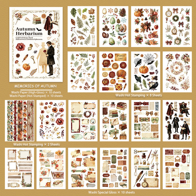 Autumn Memories Sticker Book featuring autumn, and book designs for journaling, scrapbooking and collage
