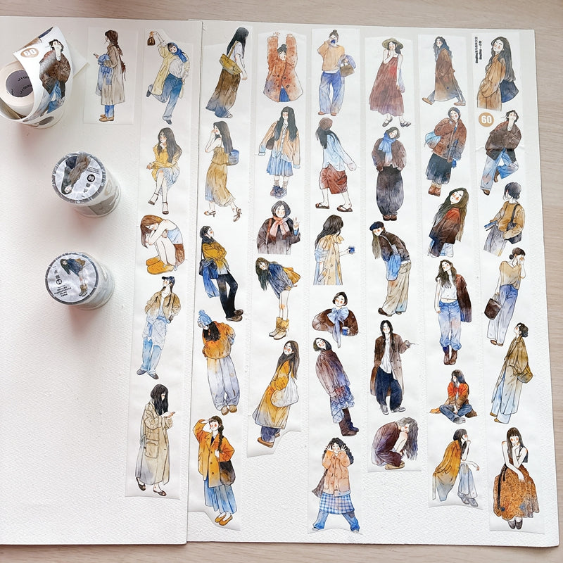 Whole Roll 5cm*10m Little Brown Die Cutting Washi/PET/Fog PET Tape