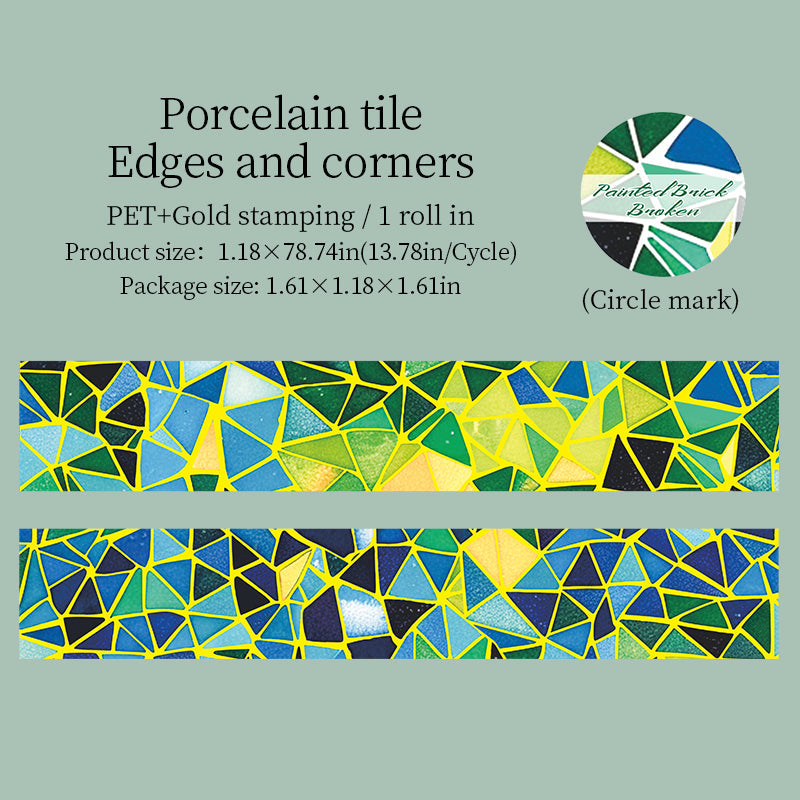 Colored Brick Fragment Series Gold Stamping PET Tape