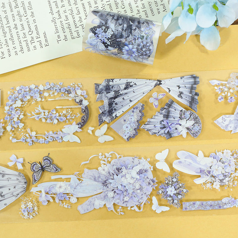 Sheer Floral Frame PET Tape featuring floral designs for journaling, scrapbooking and collage