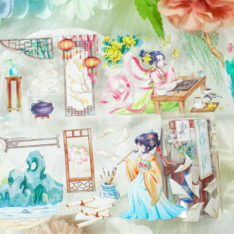 Recognizing flowers Shell Light PET Tape featuring flower, and light designs for journaling, scrapbooking and collage