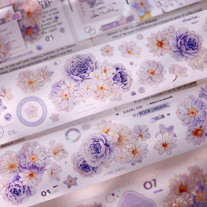 5.5cm*125cm Softly Blooming Flower Die Cutting Washi/PET/Shell Light Washi/PET Tape