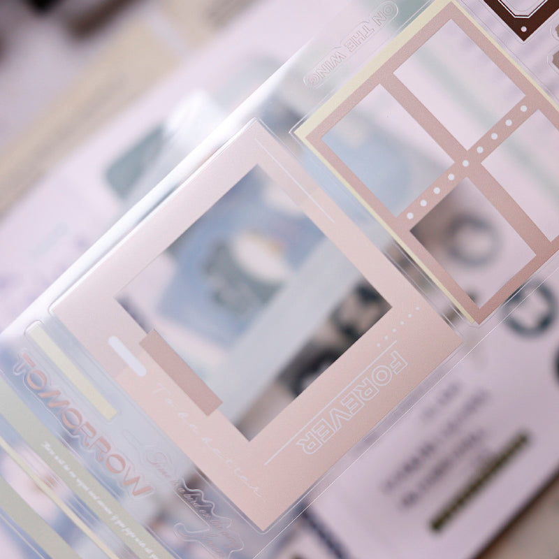 Whole Roll 8cm*5m Color frame Die Cutting Washi/PET Tape featuring color designs for journaling, scrapbooking and collage
