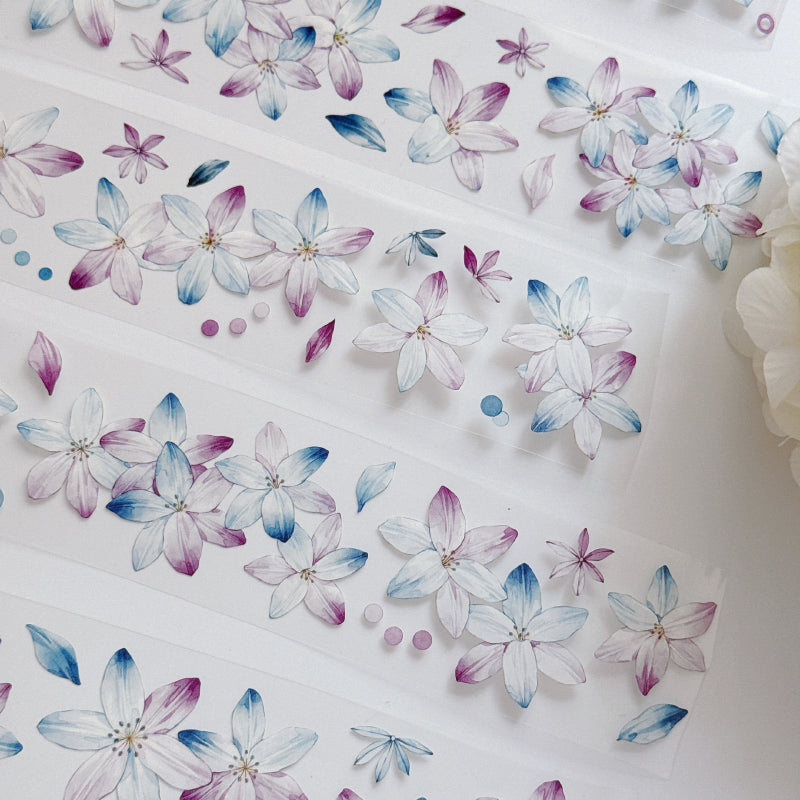 Whole Roll 5cm*5m Rainbow Orchid Washi/PET Tape featuring rain, and rainbow designs for journaling, scrapbooking and collage