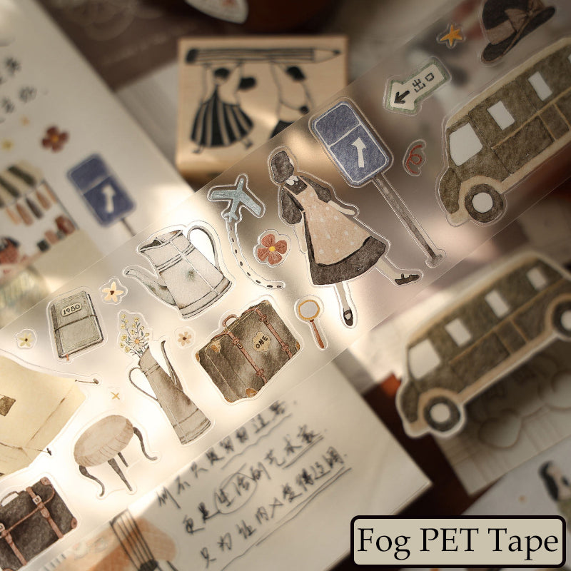 5cm*100cm Travel Diary Die Cutting Washi/Fog PET Tape