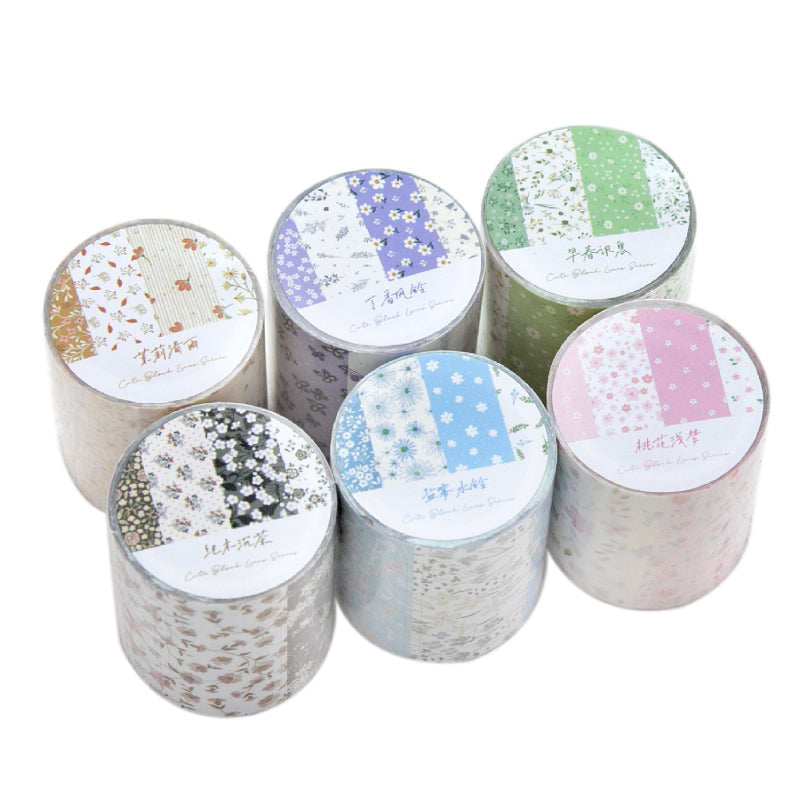 Flower letter series Die Cutting White Kraft Paper Tape featuring white, flower, and letter designs for journaling, scrapbooking and collage