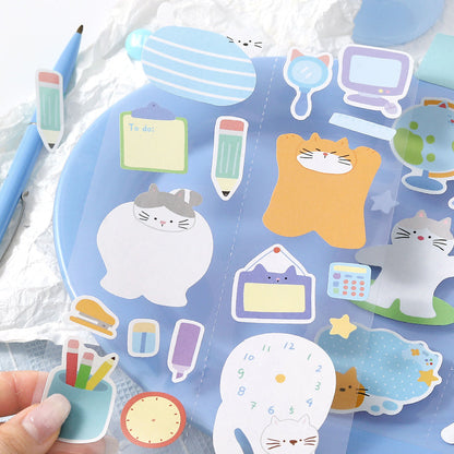 Flat Cat Diary Series Sticker featuring cat designs for journaling, scrapbooking and collage