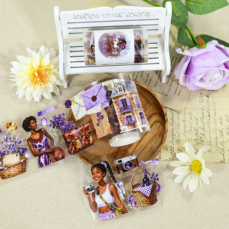 Purple Brown Holiday PET Tape featuring brown designs for journaling, scrapbooking and collage