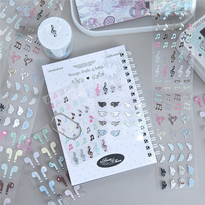 Muanuan Diary Series Die Cutting Silver Stamping PET Tape featuring silver designs for journaling, scrapbooking and collage