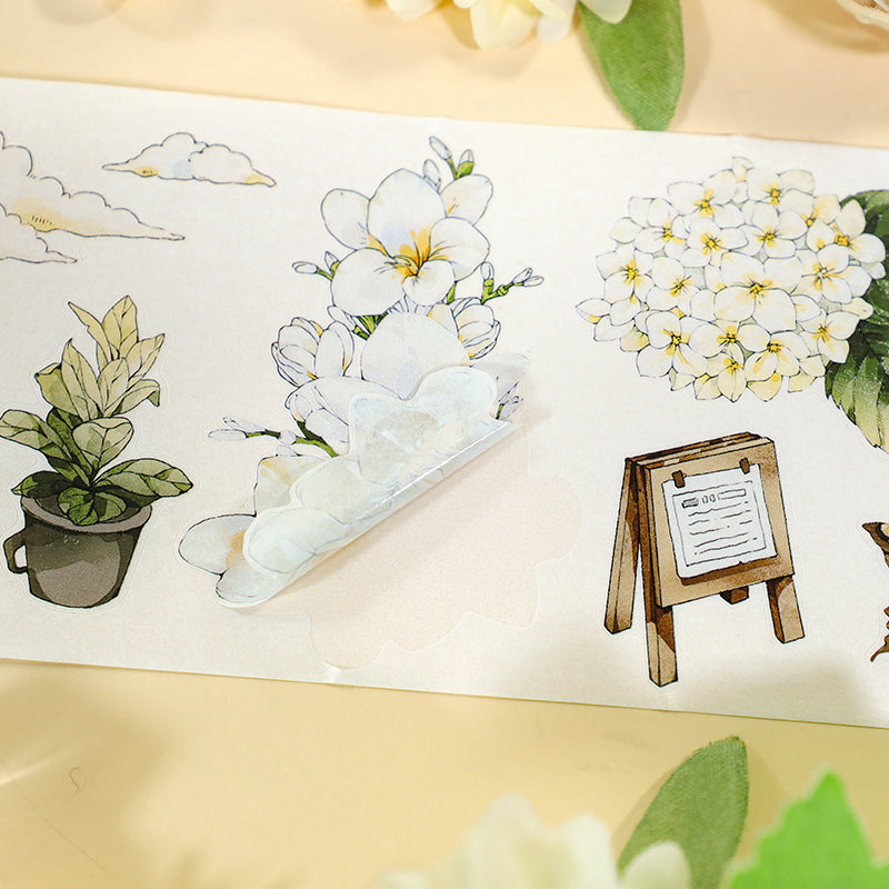 Small Garden Die Cutting Washi/Shell Light PET Tape featuring garden, and light designs for journaling, scrapbooking and collage