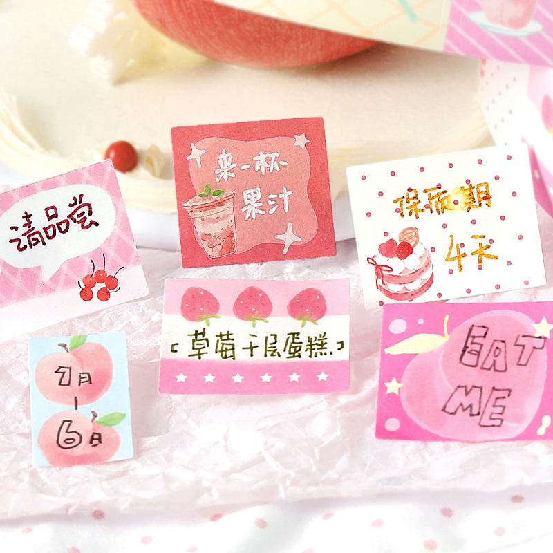 Strawberry Tart Series Die Cutting Writing Paper Tape featuring strawberry designs for journaling, scrapbooking and collage