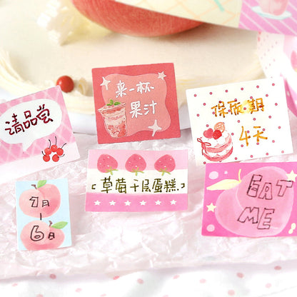 Strawberry Tart Series Die Cutting Writing Paper Tape featuring strawberry designs for journaling, scrapbooking and collage