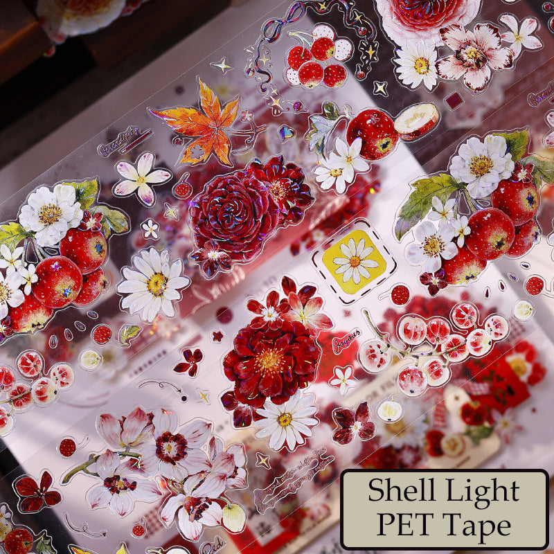 6cm*150cm Red Fruit Fragrant Flavor Die Cutting Washi/PET/Shell Light PET Tape