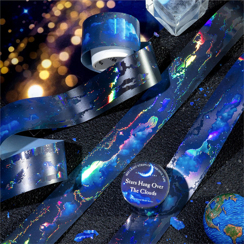 Rainbow Heart Series Rainbow Light PET Tape featuring rain, light, and rainbow designs for journaling, scrapbooking and collage