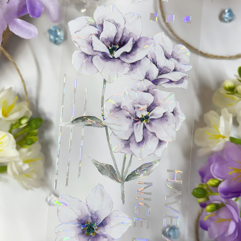 Whole Roll 6cm*5m Purple anemone Shell Light PET Tape featuring light designs for journaling, scrapbooking and collage