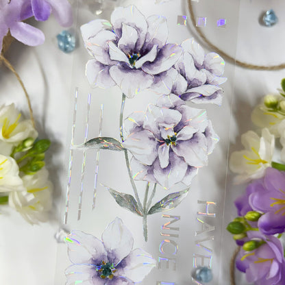 Whole Roll 6cm*5m Purple anemone Shell Light PET Tape featuring light designs for journaling, scrapbooking and collage